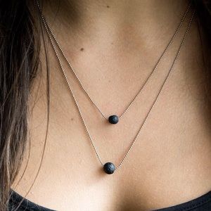 2/$20▪️Layered Necklace w/Lava Stone- Silver/Gold